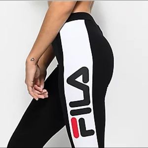 FILA Black and White Stripe Sweatpants